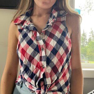 Red and Blue plaid sleeveless